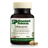Standard Process Cholacol front packaging showing bottle and label benefit: clear product ID
