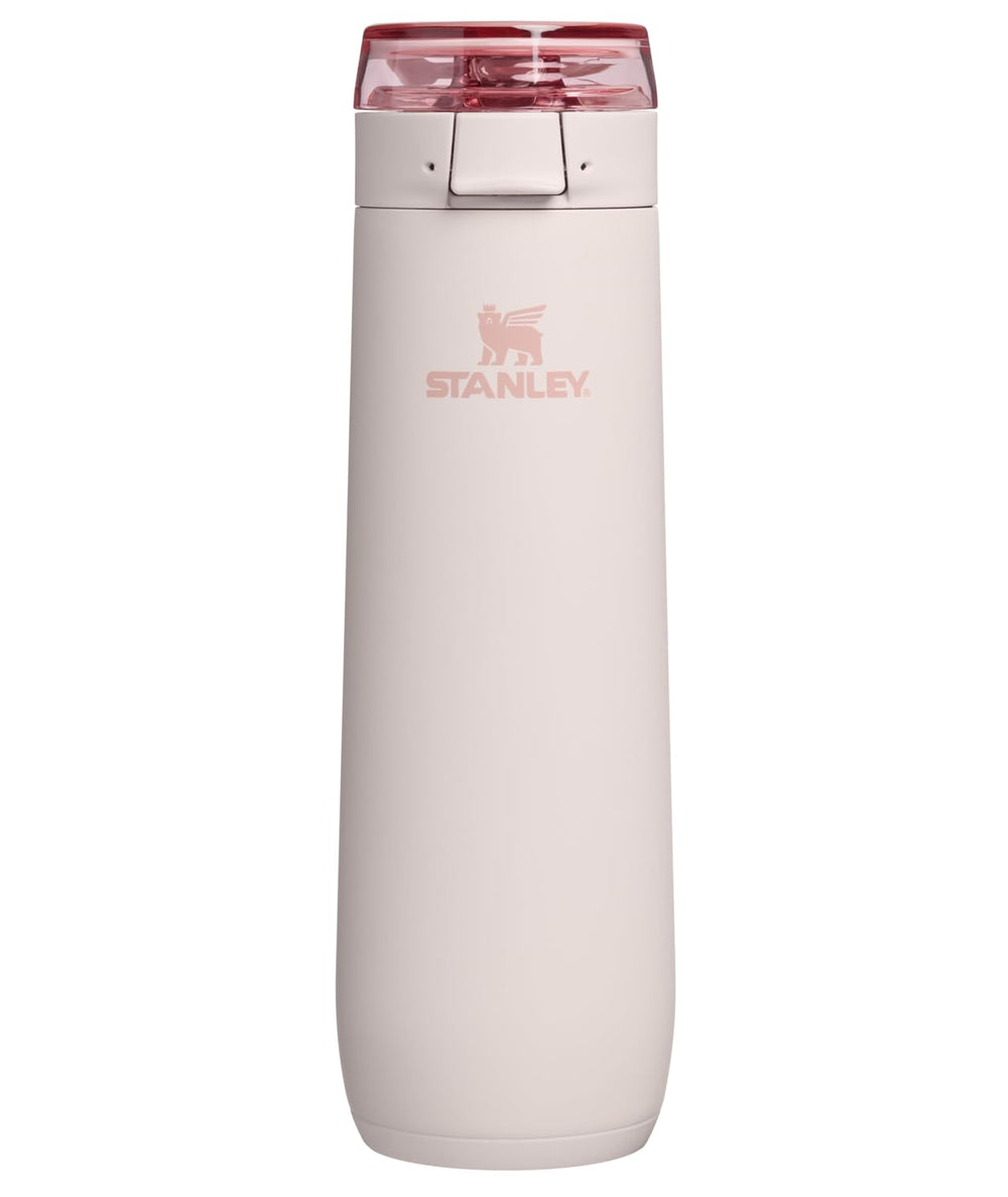 STANLEY Flowstate vista frontal en Rose Quartz mostrando diseño y tamaño práctico