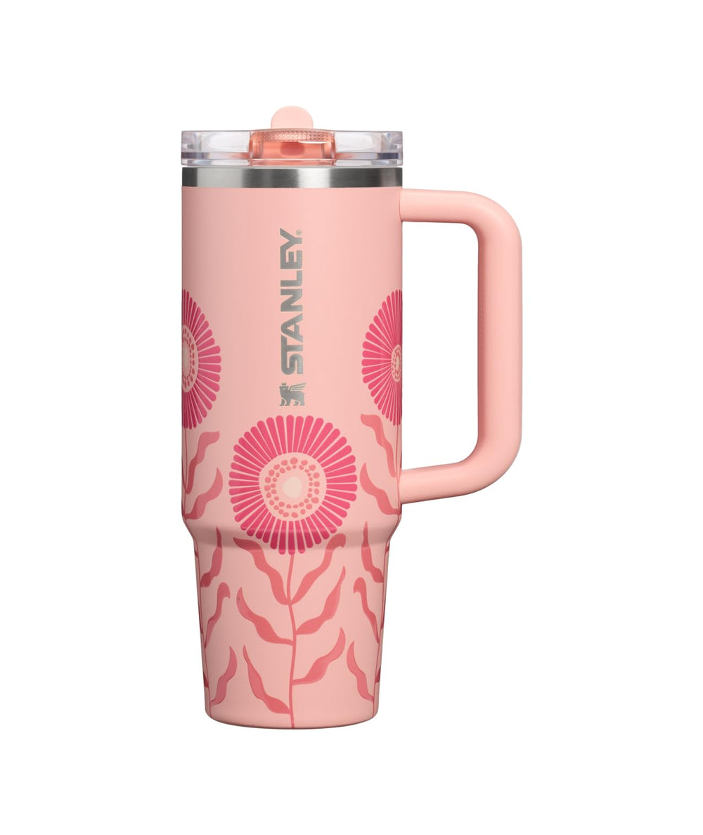 STANLEY Quencher frontal mostrando color Sorbet Garden y asa cómoda