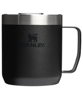 STANLEY taza frontal negra mostrando diseño robusto y fácil agarre
