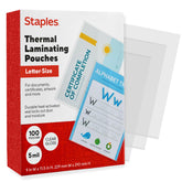 STAPLES paquete frontal de fundas térmicas, vista clara y ordenada