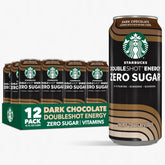 Starbucks Doubleshot vista frontal del paquete de 12 latas, conveniencia inmediata