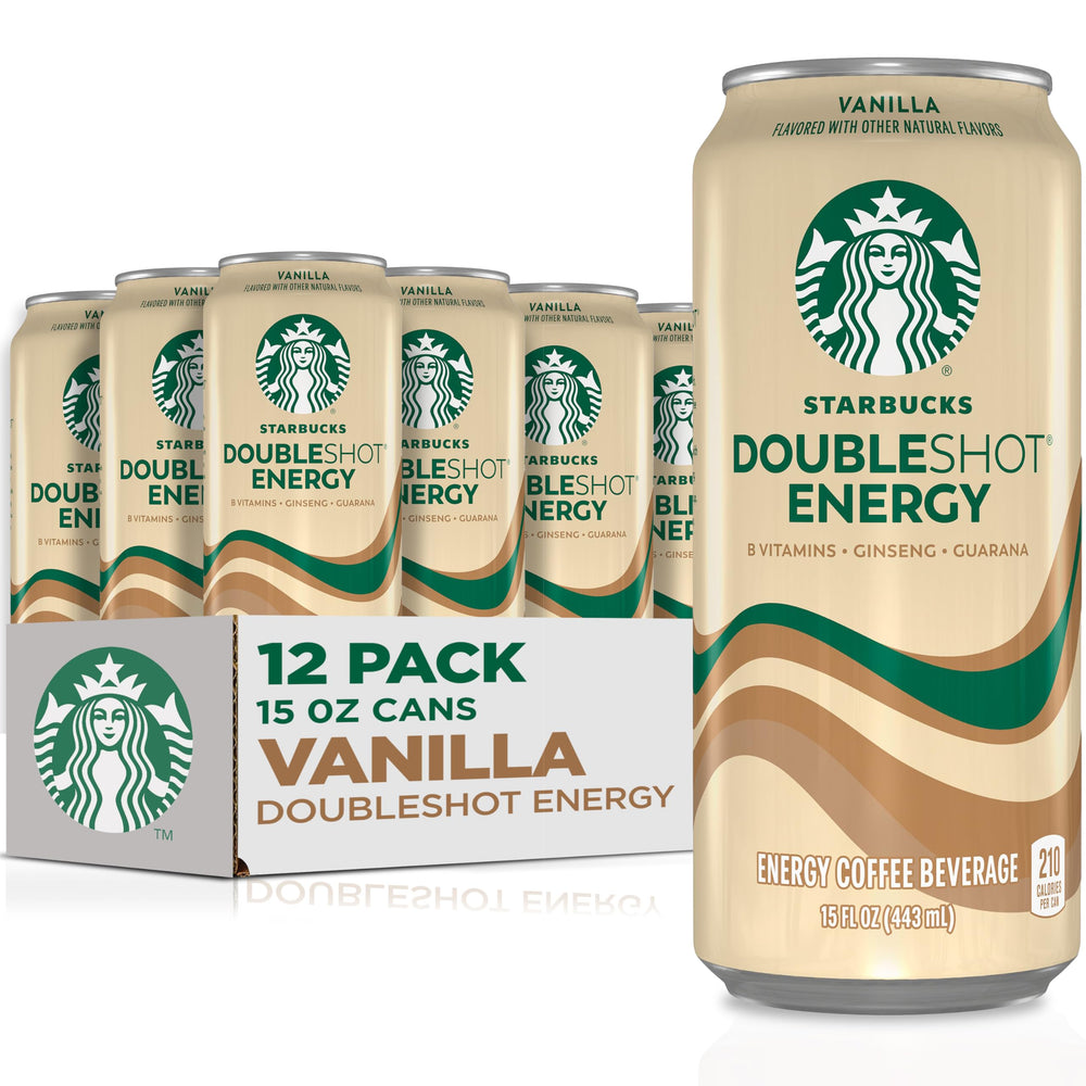 Starbucks Doubleshot lata frente con logotipo y sabor vainilla, listo para beber