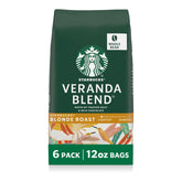 Starbucks Veranda Blend frente del empaque mostrando seis bolsas, frescura garantizada