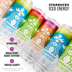 Starbucks lata dentro de nevera abierta, refresca y aporta energía inmediata