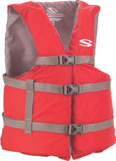 STEARNS chaleco frontal mostrando hebillas y ajuste, seguridad reforzada