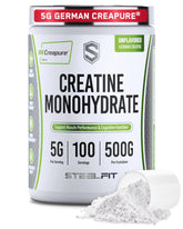 SteelFit bote frontal del producto mostrando 100 servicios y diseño limpio para confianza