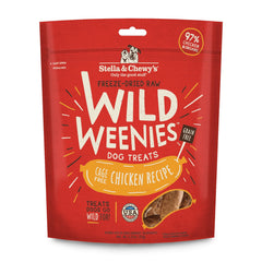 Stella & Chewy's paquete frontal Wild Weenies mostrando tamaño y marca