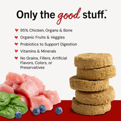 Stella & Chewy's patties desmenuzadas como topping nutritivo visible