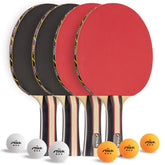 STIGA vista frontal del pack con cuatro paletas y seis pelotas, ideal para entrenar