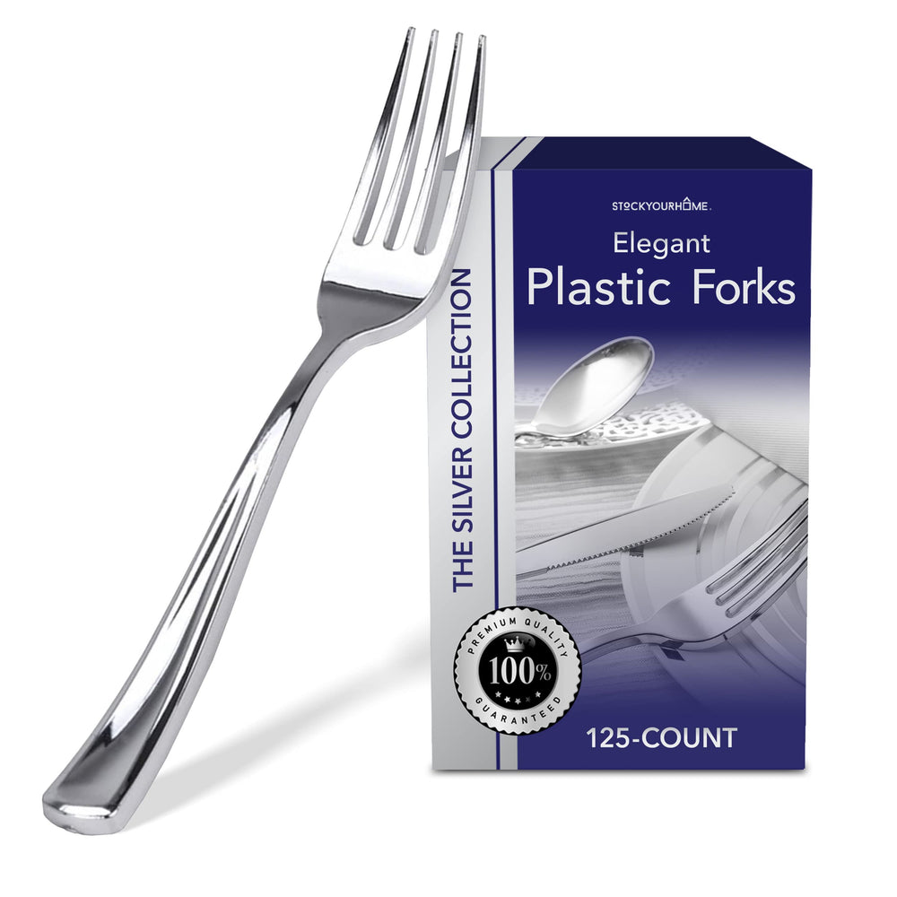 Stock Your Home tenedor plateado frontal mostrando diseño elegante y realista