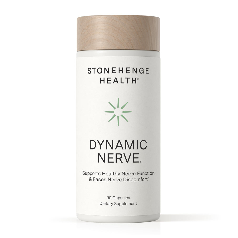 Stonehenge Health Dynamic Nerve frente del envase mostrando presentación y benefici