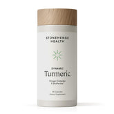 Stonehenge Health frasco delante mostrando la etiqueta y beneficios