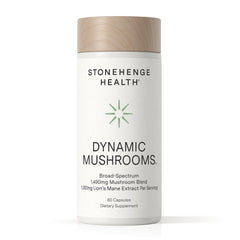 Stonehenge Health frasco frontal mostrando etiqueta y beneficios claros