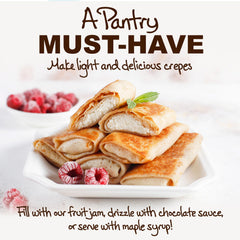 Stonewall Kitchen pila de crepes rellenos con frutas, ideal para desayuno