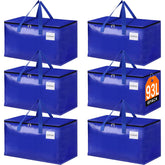 StorageRight paquete frontal de seis bolsas azules, capacidad y orden