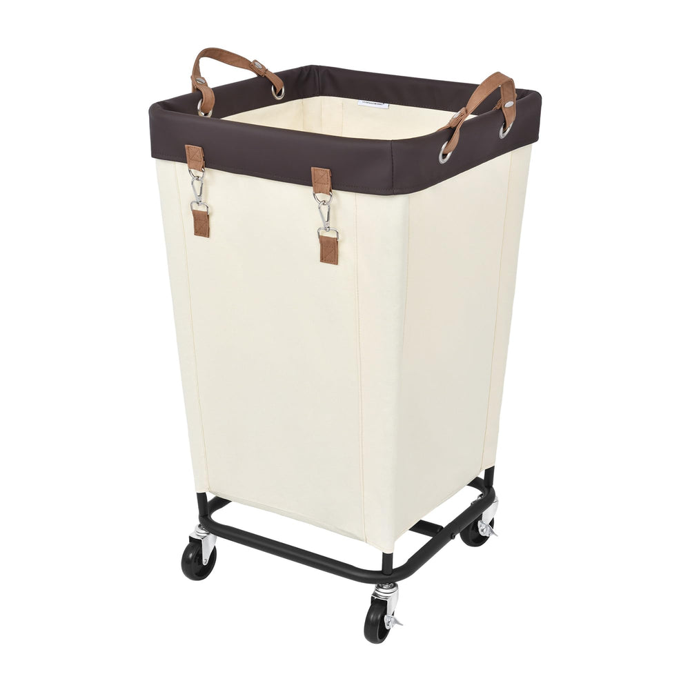 StorageWorks vista frontal del cesto beige mostrando gran capacidad y accesibilidad