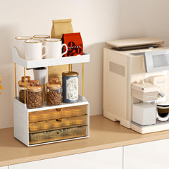 StorBin plano superior con estantes sosteniendo perfumes y cremas de uso diario
