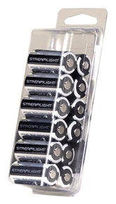 Streamlight pack frontal mostrando las 12 pilas CR123A y su beneficio de reposición rápida