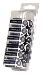 Streamlight pack frontal mostrando las 12 pilas CR123A y su beneficio de reposición rápida