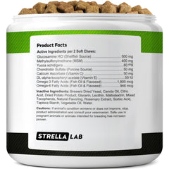 STRELLALAB etiqueta con lista de glucosamina, condroitina y vitaminas