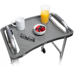 StrongArm bandeja frontal mostrando ajuste universal y acabado gris elegante