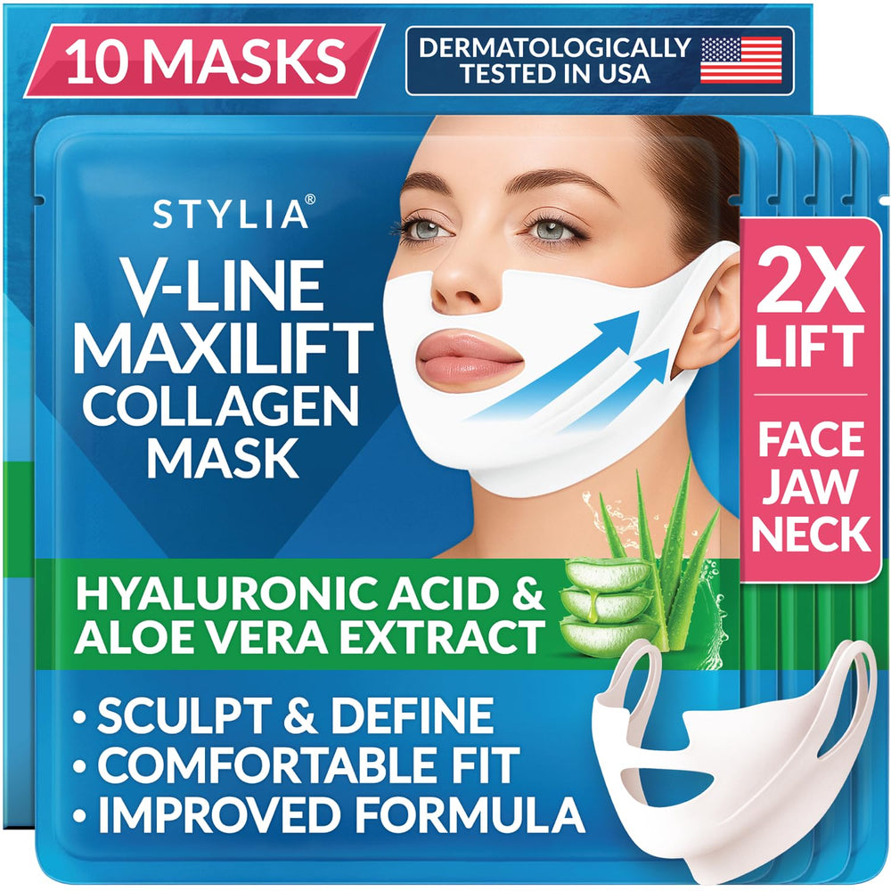 Stylia empaque frontal MaxiLift V-Line mostrando beneficio reafirmante