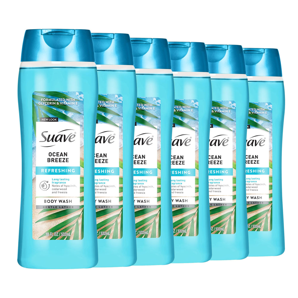 Suave frasco frontales mostrando etiqueta y beneficio hidratante
