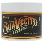Suavecito Pomade vista frontal del envase mostrando marca y tamaño 4 oz, presentación profesional