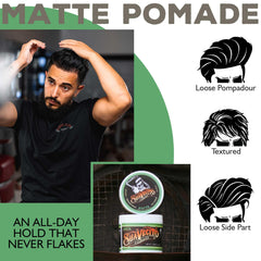 Suavecito Pomade peinado lateral con acabado mate y control natural