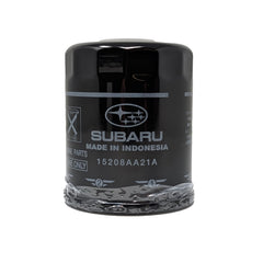 Subaru filtro de aceite frontal en paquete genuino mostrando número de pieza y ajuste seguro