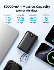 Sucrosey detalle de cables integrados USB‑C e iOS mostrando comodidad sin adaptadores
