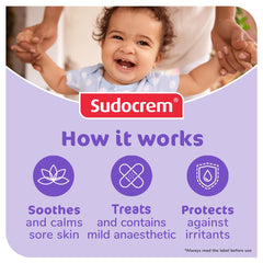 Sudocrem textura cremosa mostrando consistencia duradera y fácil aplicación
