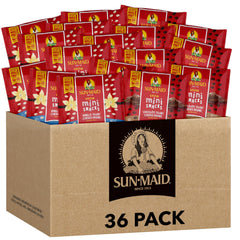 Sun-Maid caja abierta con 36 paquetes individuales, lista para distribución