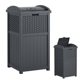 Suncast frente del contenedor estilo mimbre que mejora la estética exterior