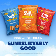 SunChips bolsa abierta mostrando chips dentro para servir rápidamente