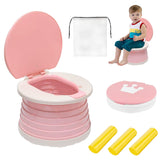 SunnySmile folded portable potty front view showing compact transport benefit