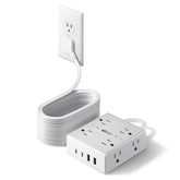 SUPERDANNY regleta frontal con 8 tomas y cuatro puertos USB, organiza y carga