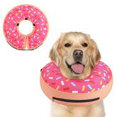 Supet collar inflable frontal en su empaque mostrando banderola y forma donut para comodidad