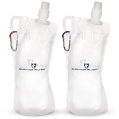 Survivor Filter frontal pack de dos botellas, almacenamiento compacto y visible
