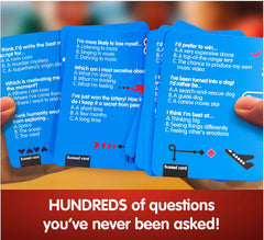 SUSSED cartas esparcidas mostrando variedad de preguntas para conversaciones genuinas
