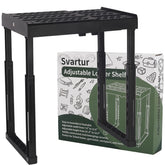 Svartur frente del estante mostrando diseño compacto y utilidad