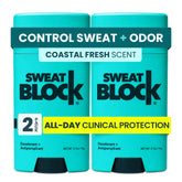 SweatBlock vista frontal del pack de 2 con protectión clínica