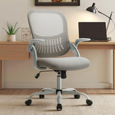 Sweetcrispy vista frontal de la silla gris con soporte lumbar y aspecto profesional