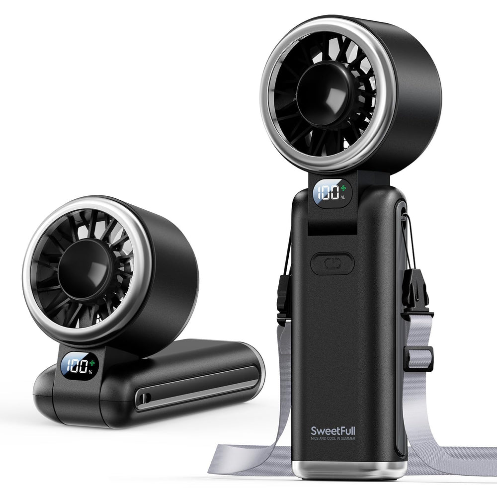 SWEETFULL ventilador frontal mostrando diseño elegante y portabilidad
