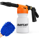 SwiftJet pistola frontal naranja mostrando conexión rápida y limpieza eficiente