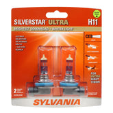 SYLVANIA H11 frontal del envase mostrando el pack de dos para reemplazo rápido