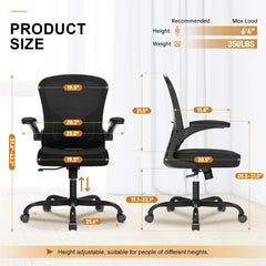 Synorla demonstrating flip-up armrest to save desk space and flexibility
