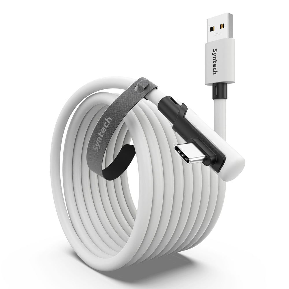 Syntech cable frente del empaque mostrando compatibilidad y ventaja de estabilidad
