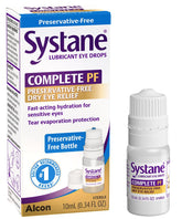 Systane frasco frente mostrando etiqueta y tamaño portátil para alivio ocular